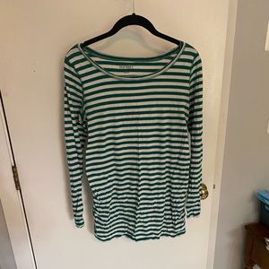 Old Navy Green and White Striped Long Sleeve Maternity T-Shirt | Medium
